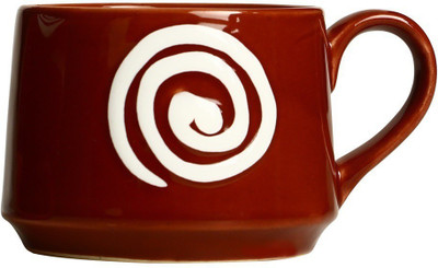 

Caffeine Ceramicin brown& White Doodle Platform (Set of 1) Handmade Ceramic Mug(400 ml)
