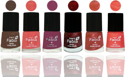 

FABIA 6pcs (6ml each) Glossy Shine Nail Polish Premium Collection for Wedding, Party, Collage Girls 17 Everglade-Light Peach-Dark Cherry Blossom-Brick Red-Dark Peach-Peach(Pack of 6)