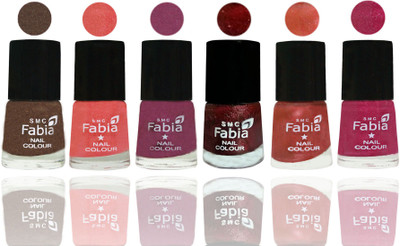 

FABIA 6pcs (6ml each) Glossy Shine Nail Polish Premium Collection for Wedding, Party, Collage Girls 04 Everglade-Light Peach-Dark Cherry Blossom-Brick Red-Dark Peach-Magenta(Pack of 6)