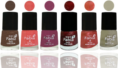

FABIA 6pcs (6ml each) Glossy Shine Nail Polish Premium Collection for Wedding, Party, Collage Girls 28 Everglade-Light Peach-Dark Cherry Blossom-Brick Red-Dark Peach-Oyster(Pack of 6)