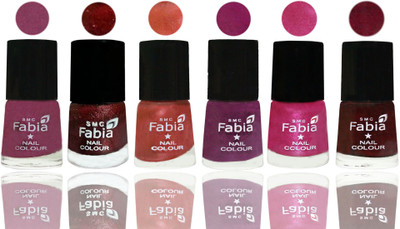 

FABIA 6pcs (6ml each) Glossy Shine Nail Polish Premium Collection for Wedding, Party, Collage Girls 138 Dark Cherry Blossom-Brick Red-Dark Peach-Shock Pink-Pink-Royal Red(Pack of 6)