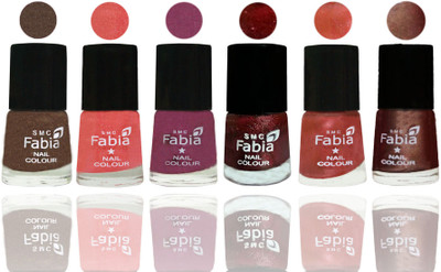 

FABIA 6pcs (6ml each) Glossy Shine Nail Polish Premium Collection for Wedding, Party, Collage Girls 03 Everglade-Light Peach-Dark Cherry Blossom-Brick Red-Dark Peach-Light Coffee(Pack of 6)