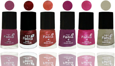 

FABIA 6pcs (6ml each) Glossy Shine Nail Polish Premium Collection for Wedding, Party, Collage Girls 129 Dark Cherry Blossom-Brick Red-Dark Peach-Shock Pink-Pink-Oyster(Pack of 6)