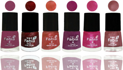 

FABIA 6pcs (6ml each) Glossy Shine Nail Polish Premium Collection for Wedding, Party, Collage Girls 114 Dark Cherry Blossom-Brick Red-Dark Peach-Shock Pink-Pink-Lip(Pack of 6)