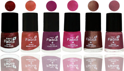 

FABIA 6pcs (6ml each) Glossy Shine Nail Polish Premium Collection for Wedding, Party, Collage Girls 165 Brick Red-Dark Peach-Shock Pink-Pink-Light Coffee-Dusty Pink(Pack of 6)