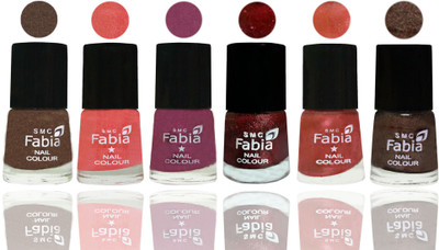 

FABIA 6pcs (6ml each) Glossy Shine Nail Polish Premium Collection for Wedding, Party, Collage Girls 31 Everglade-Light Peach-Dark Cherry Blossom-Brick Red-Dark Peach-Dark Brown(Pack of 6)