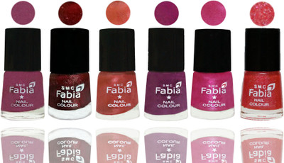

FABIA 6pcs (6ml each) Glossy Shine Nail Polish Premium Collection for Wedding, Party, Collage Girls 145 Dark Cherry Blossom-Brick Red-Dark Peach-Shock Pink-Pink-Jerry Pink(Pack of 6)