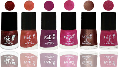

FABIA 6pcs (6ml each) Glossy Shine Nail Polish Premium Collection for Wedding, Party, Collage Girls 162 Brick Red-Dark Peach-Shock Pink-Pink-Light Coffee-Hot Magenta(Pack of 6)