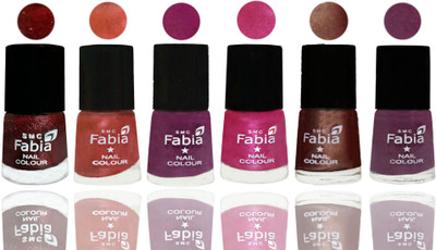 

FABIA 6pcs (6ml each) Glossy Shine Nail Polish Premium Collection for Wedding, Party, Collage Girls 188 Brick Red-Dark Peach-Shock Pink-Pink-Light Coffee-Brinjal Purple(Pack of 6)