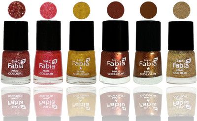 

FABIA 6pcs (6ml each) Glossy Shine Nail Polish Premium Collection for Wedding, Party, Collage Girls 252 Jerry Wine-Jerry Pink-Jerry Golden-Light Jerry Coffee-Dark Golden-Light Golden(Pack of 6)