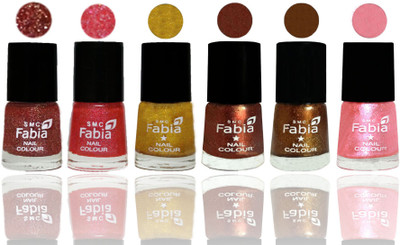 

FABIA 6pcs (6ml each) Glossy Shine Nail Polish Premium Collection for Wedding, Party, Collage Girls 251 Jerry Wine-Jerry Pink-Jerry Golden-Light Jerry Coffee-Dark Golden-Jerry Peach(Pack of 6)