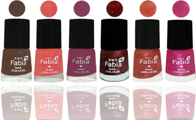 

FABIA 6pcs (6ml each) Glossy Shine Nail Polish Premium Collection for Wedding, Party, Collage Girls 02 Everglade-Light Peach-Dark Cherry Blossom-Brick Red-Dark Peach-Pink(Pack of 6)