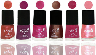 

FABIA 6pcs (6ml each) Glossy Shine Nail Polish Premium Collection for Wedding, Party, Collage Girls 246 Dark Peach-Shock Pink-Pink-Light Coffee-Magenta-Jerry Peach(Pack of 6)