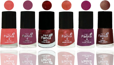 

FABIA 6pcs (6ml each) Glossy Shine Nail Polish Premium Collection for Wedding, Party, Collage Girls 54 Light Peach-Dark Cherry Blossom-Brick Red-Dark Peach-Shock Pink-Light Coffee(Pack of 6)