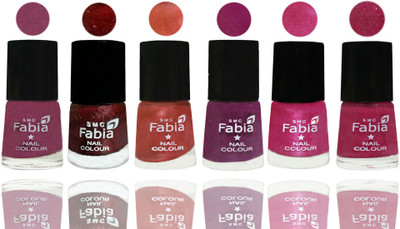 

FABIA 6pcs (6ml each) Glossy Shine Nail Polish Premium Collection for Wedding, Party, Collage Girls 113 Dark Cherry Blossom-Brick Red-Dark Peach-Shock Pink-Pink-Hot Magenta(Pack of 6)