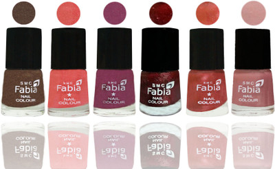 

FABIA 6pcs (6ml each) Glossy Shine Nail Polish Premium Collection for Wedding, Party, Collage Girls 08 Everglade-Light Peach-Dark Cherry Blossom-Brick Red-Dark Peach-Shrimp Pastell(Pack of 6)