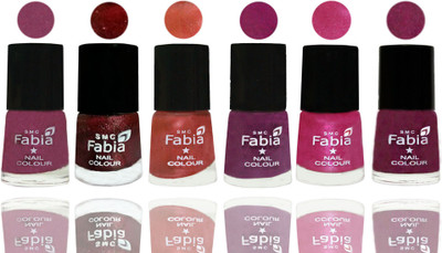 

FABIA 6pcs (6ml each) Glossy Shine Nail Polish Premium Collection for Wedding, Party, Collage Girls 110 Dark Cherry Blossom-Brick Red-Dark Peach-Shock Pink-Pink-Cherry Blossom(Pack of 6)