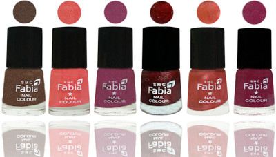 

FABIA 6pcs (6ml each) Glossy Shine Nail Polish Premium Collection for Wedding, Party, Collage Girls 35 Everglade-Light Peach-Dark Cherry Blossom-Brick Red-Dark Peach-Rose Pink(Pack of 6)