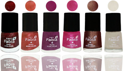 

FABIA 6pcs (6ml each) Glossy Shine Nail Polish Premium Collection for Wedding, Party, Collage Girls 173 Brick Red-Dark Peach-Shock Pink-Pink-Light Coffee-Light Cream(Pack of 6)