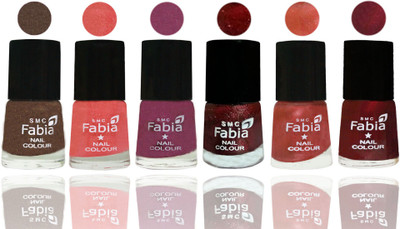 

FABIA 6pcs (6ml each) Glossy Shine Nail Polish Premium Collection for Wedding, Party, Collage Girls 24 Everglade-Light Peach-Dark Cherry Blossom-Brick Red-Dark Peach-Maroon(Pack of 6)