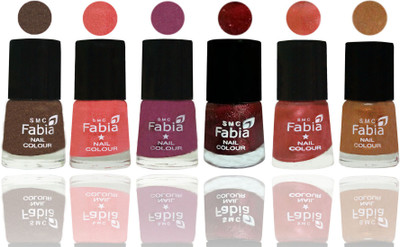 

FABIA 6pcs (6ml each) Glossy Shine Nail Polish Premium Collection for Wedding, Party, Collage Girls 19 Everglade-Light Peach-Dark Cherry Blossom-Brick Red-Dark Peach-Golden(Pack of 6)