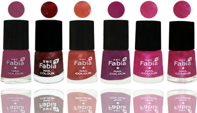 

FABIA 6pcs (6ml each) Glossy Shine Nail Polish Premium Collection for Wedding, Party, Collage Girls 119 Dark Cherry Blossom-Brick Red-Dark Peach-Shock Pink-Pink-Light Magenta(Pack of 6)