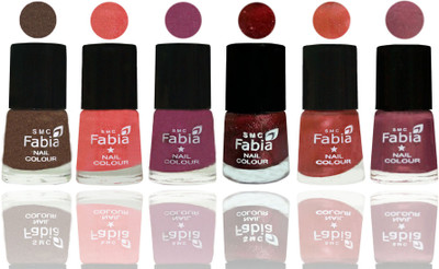 

FABIA 6pcs (6ml each) Glossy Shine Nail Polish Premium Collection for Wedding, Party, Collage Girls 15 Everglade-Light Peach-Dark Cherry Blossom-Brick Red-Dark Peach-Dusty Pink(Pack of 6)