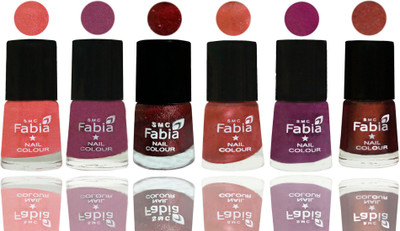 

FABIA 6pcs (6ml each) Glossy Shine Nail Polish Premium Collection for Wedding, Party, Collage Girls 84 Light Peach-Dark Cherry Blossom-Brick Red-Dark Peach-Shock Pink-Berry(Pack of 6)