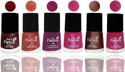 

FABIA 6pcs (6ml each) Glossy Shine Nail Polish Premium Collection for Wedding, Party, Collage Girls 168 Brick Red-Dark Peach-Shock Pink-Pink-Light Coffee-Light Magenta(Pack of 6)