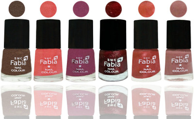 

FABIA 6pcs (6ml each) Glossy Shine Nail Polish Premium Collection for Wedding, Party, Collage Girls 21 Everglade-Light Peach-Dark Cherry Blossom-Brick Red-Dark Peach-Nude(Pack of 6)