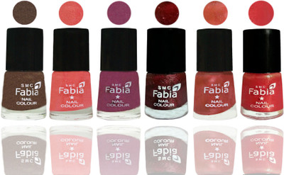

FABIA 6pcs (6ml each) Glossy Shine Nail Polish Premium Collection for Wedding, Party, Collage Girls 07 Everglade-Light Peach-Dark Cherry Blossom-Brick Red-Dark Peach-Red Orange(Pack of 6)