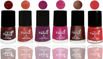 

FABIA 6pcs (6ml each) Glossy Shine Nail Polish Premium Collection for Wedding, Party, Collage Girls 157 Brick Red-Dark Peach-Shock Pink-Pink-Light Coffee-Red Orange(Pack of 6)