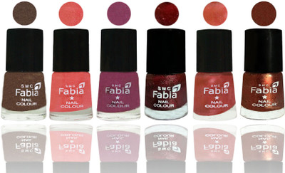 

FABIA 6pcs (6ml each) Glossy Shine Nail Polish Premium Collection for Wedding, Party, Collage Girls 46 Everglade-Light Peach-Dark Cherry Blossom-Brick Red-Dark Peach-Light Jerry Coffee(Pack of 6)