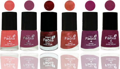 

FABIA 6pcs (6ml each) Glossy Shine Nail Polish Premium Collection for Wedding, Party, Collage Girls 60 Light Peach-Dark Cherry Blossom-Brick Red-Dark Peach-Shock Pink-Cherry Blossom(Pack of 6)