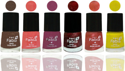 

FABIA 6pcs (6ml each) Glossy Shine Nail Polish Premium Collection for Wedding, Party, Collage Girls 39 Everglade-Light Peach-Dark Cherry Blossom-Brick Red-Dark Peach-Yellow(Pack of 6)