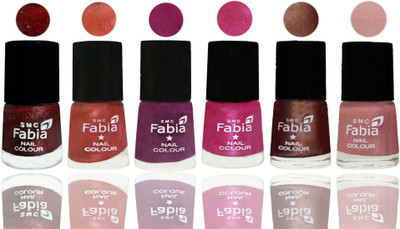 

FABIA 6pcs (6ml each) Glossy Shine Nail Polish Premium Collection for Wedding, Party, Collage Girls 158 Brick Red-Dark Peach-Shock Pink-Pink-Light Coffee-Shrimp Pastell(Pack of 6)