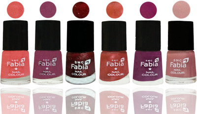 

FABIA 6pcs (6ml each) Glossy Shine Nail Polish Premium Collection for Wedding, Party, Collage Girls 59 Light Peach-Dark Cherry Blossom-Brick Red-Dark Peach-Shock Pink-Shrimp Pastell(Pack of 6)