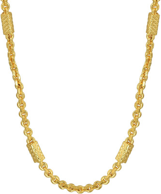 RN Gold Plated Brass Bar Design Chain 24 inches Stylish Chain Necklace for Men and Women Jewellery Gold-plated Plated Brass Chain