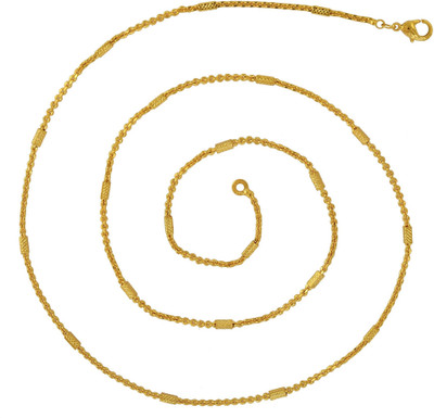 RN Brass, 24KT yellow Gold plated, Oval and bar design, 3mm thick, 24 Inch Stylish Chain necklace Men women Fashion jewellery Gold-plated Plated Brass Chain