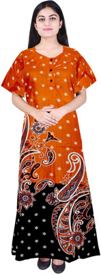 SILVER ORGANISATION Women Nighty(Orange)