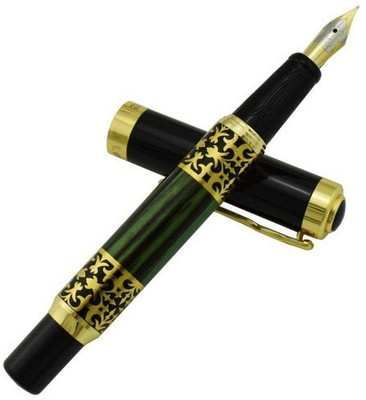 

SMKT Dikawen 8012 Fountain Pen with Ink Refill Converter, Medium Nib, Signature Writing Pen,Green Stripe ,Forest Pattern Background and Metal Flower Net Barrel , Luxury Design Pen Gift Set || Free with One Key Ring One Cleaning Cloth Fountain Pen(Pack of 