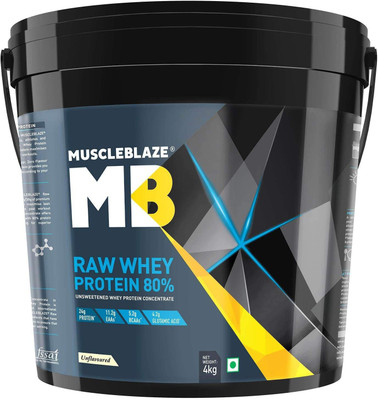 

Muscle Blaze MB MuscleBlaze Raw 80% Whey Protein(4 kg, Unflavored)