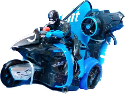 

ClueSteps Radio Control Motorcycle 360 Degree Rotates Omnibearing Control Remote Control LED Lights (Wireless Bike & Remote) Use 8 Batteries (Not Included)(Blue, Black), Black;blue