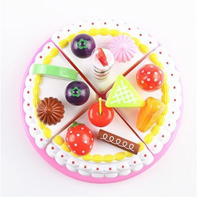 

Baby Tintin Realistic Sliceable Fruits Or Vegetables Cutting Play Kitchen Set Toy (8 pcs) with Cake, Knife,Plate and Various Fruits for Kids,Random Color