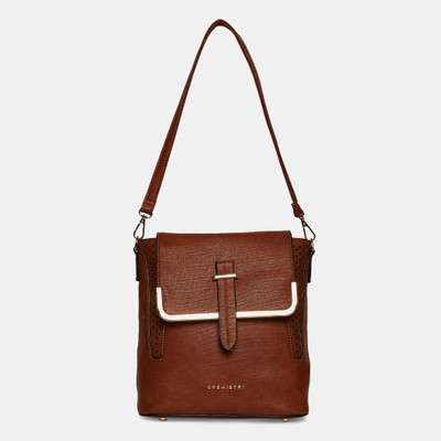 

Chemistry Women Casual Brown PU Sling Bag