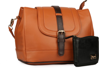 

Glasy Women Evening/Party, Casual, Formal Tan, Brown PU Sling Bag, Brown;tan
