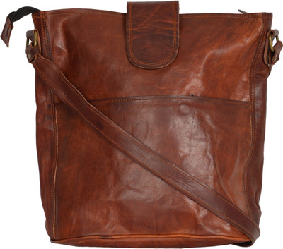 

Rural-craft Girls Casual Brown Genuine Leather Sling Bag