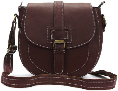 

Goatter Girls Casual Brown Genuine Leather Sling Bag