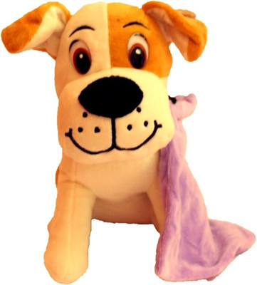 

Bells N Blooms Scarf Dog Plush Toy - 18 cm(Brown, White)