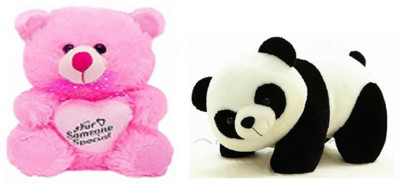

Arvel 18.8 cm pink and panda hug able teddy / soft teddy / plush teddy /imported teddy /birthday gift teddy - 18.8 cm(Pink, Black), Black;pink